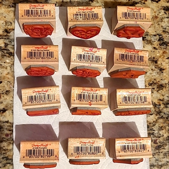 A YEAR OF STAMPS MONTH 1998 Holidays Hero Arts LL452 SET KIT wood Rubber Stamp - Picture 6 of 9